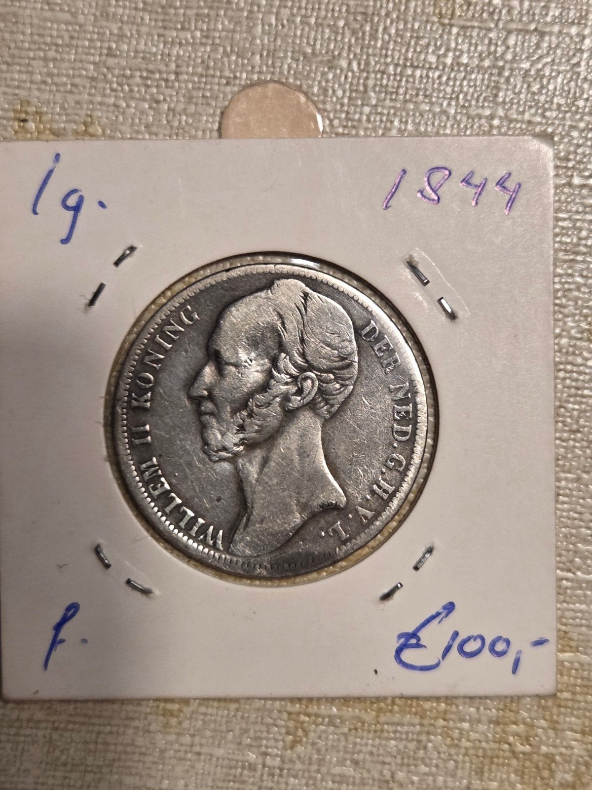 Zilveren 1 Gulden munten Koning Willem II (1844, 1845), Ophalen of Verzenden, Koning Willem II, 1 gulden