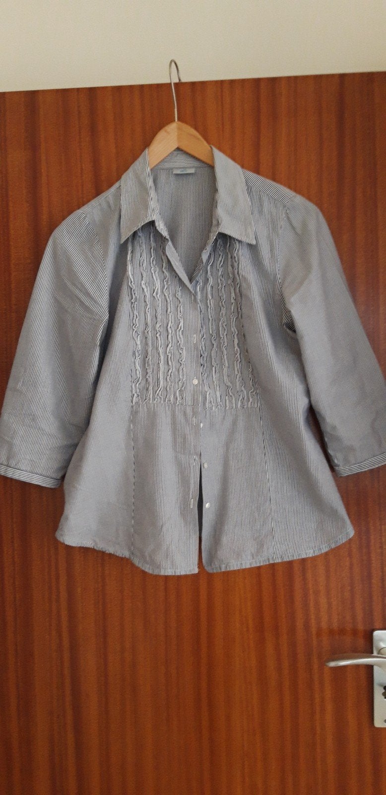 Blouse blauw/wit streepje, 100 % katoen, Ophalen of Verzenden, Zo goed als nieuw, Maat 38/40 (M), Blauw