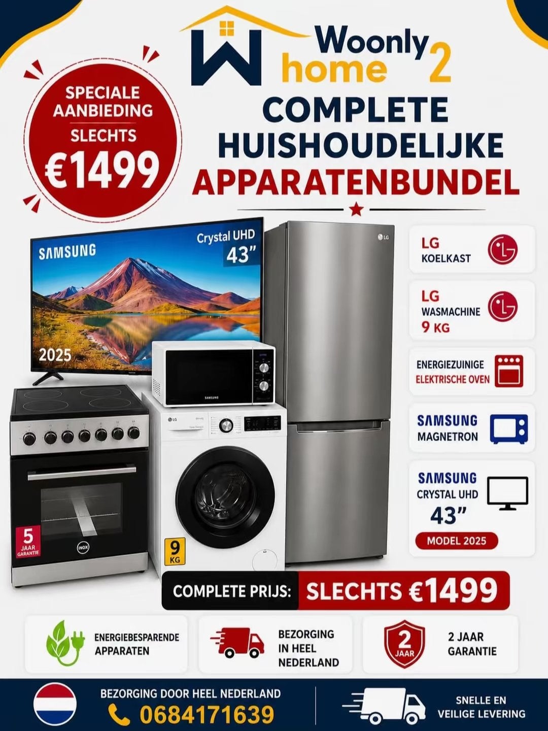 Complete Huishoudelijke Apparatenbundel - Woonly Home, Ophalen of Verzenden, Nieuw