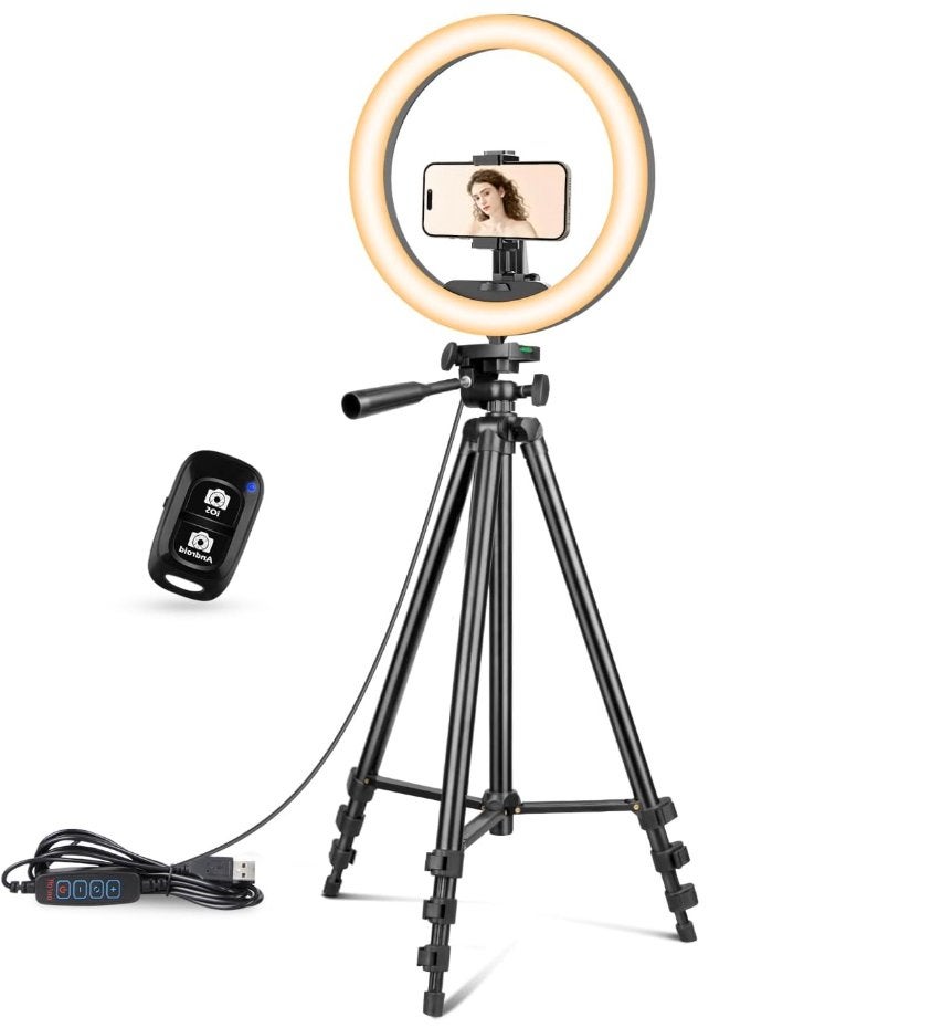 UBeesize 12" Ringlamp met Telefoonhouder & Statief – NIEUW, Statief, Opvouwbaar, Nieuw, Ophalen of Verzenden