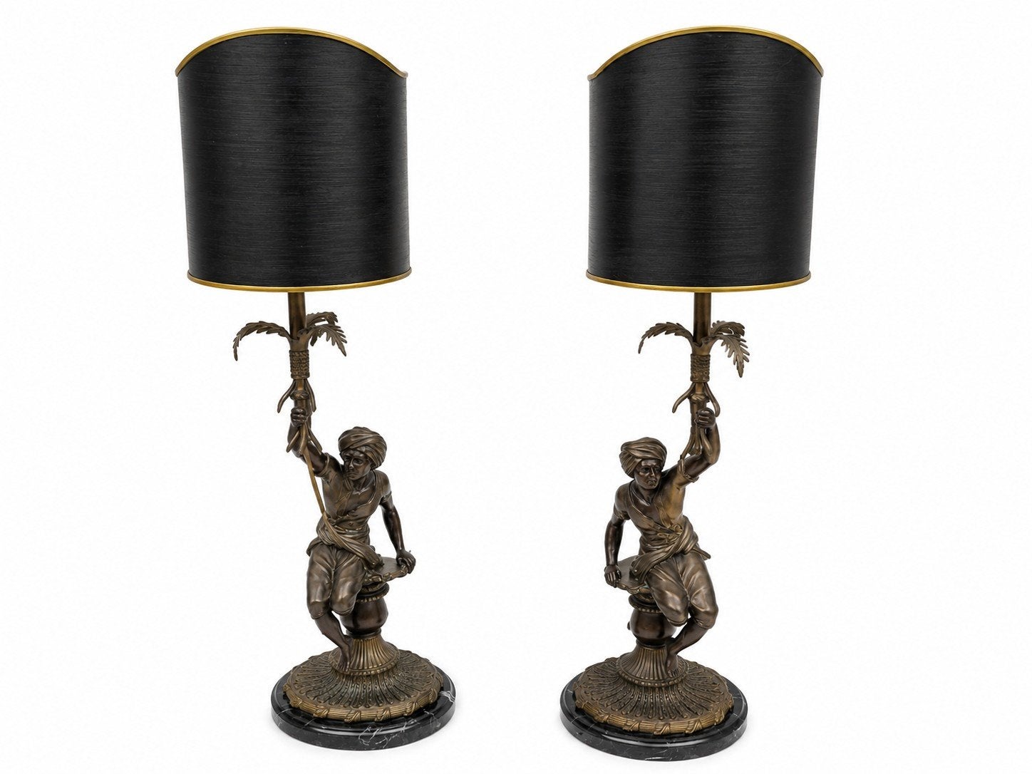 Klassieke Italiaanse "Blackamoor " lampenset van Brons, Huis en Inrichting, Lampen | Tafellampen, Ophalen of Verzenden