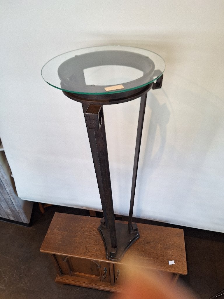 Zware metalen zuil met glazen blad, Ophalen, Onbekend, Zo goed als nieuw, Onbekend