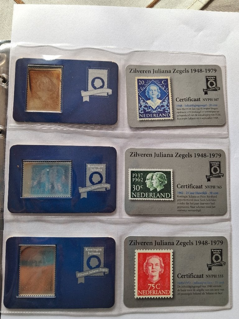 Collectie Zilveren Postzegels Juliana 3D, Postzegels en Munten, Ophalen of Verzenden, Na 1940, Postfris