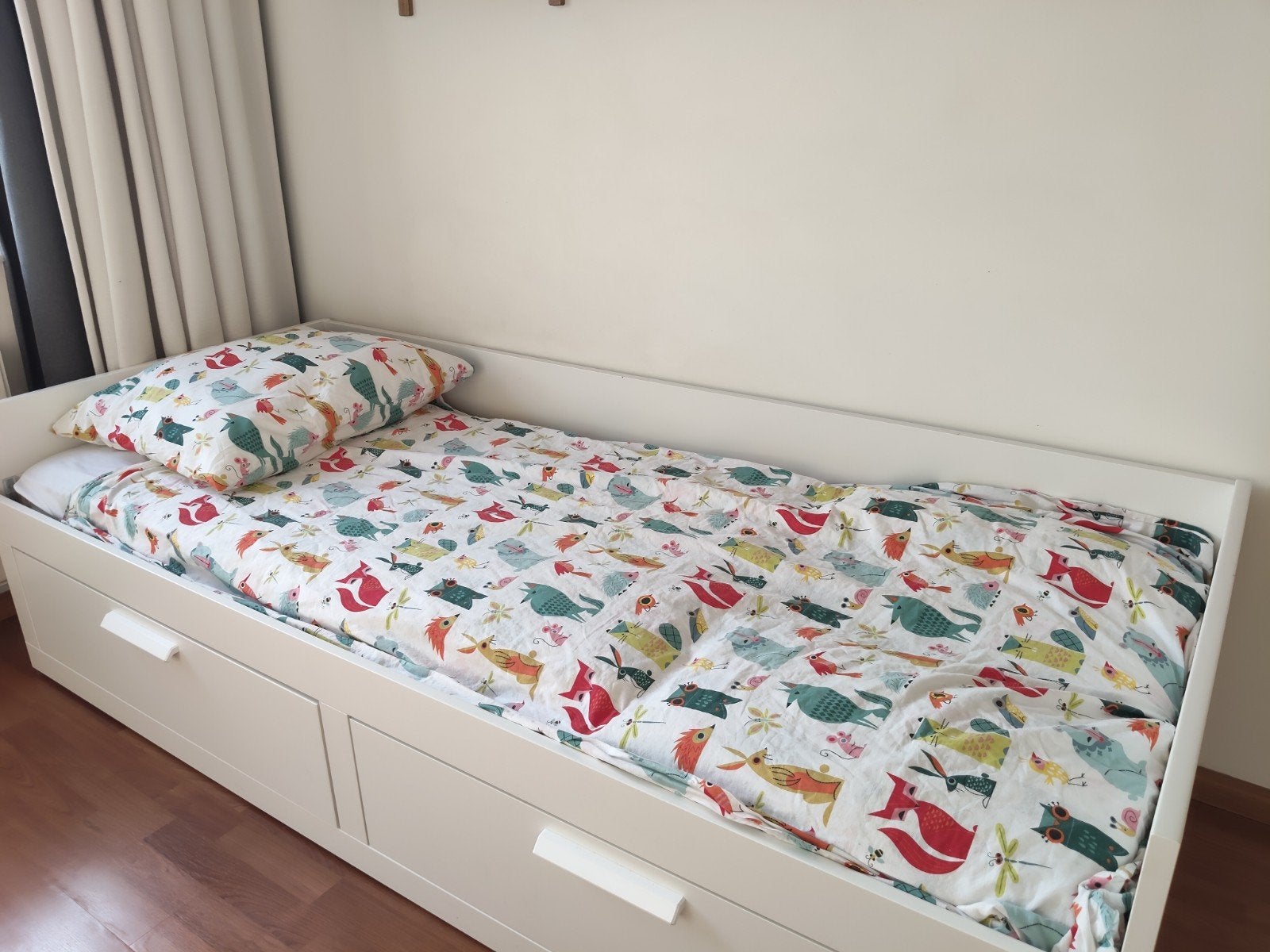 BRIMNES Bedbank met 2 lades 80x200, Ophalen, Gebruikt, Eenpersoons, Wit