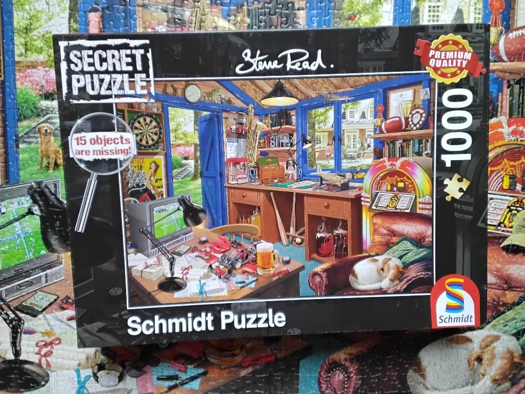 Schmidt secret puzzel Steve Read 'vaders werkplaats', Ophalen, 500 t/m 1500 stukjes, Zo goed als nieuw, Legpuzzel