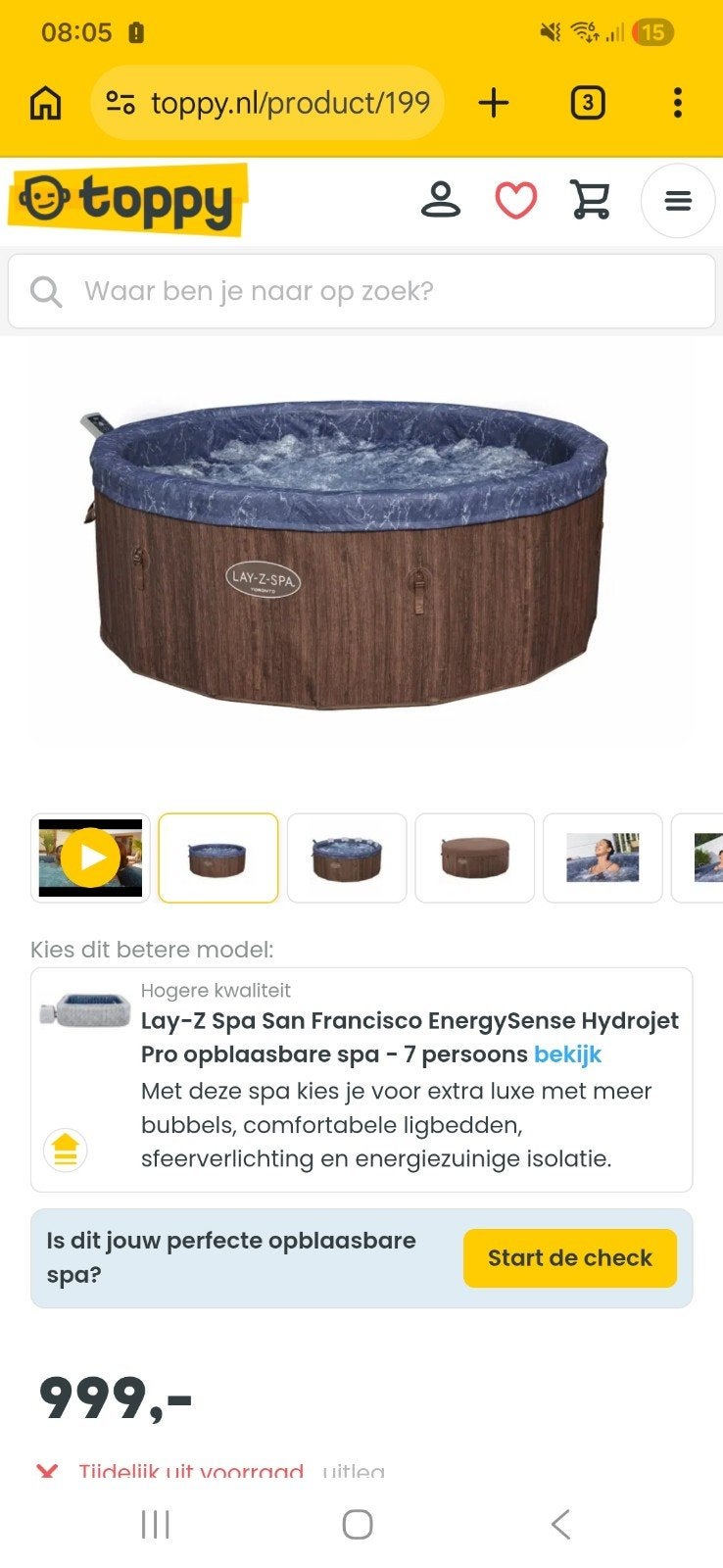 Lay-Z Spa Toronto opbouw Jacuzzi 6-8 personen, Tuin en Terras, Ophalen, Zo goed als nieuw, Filter, Vast