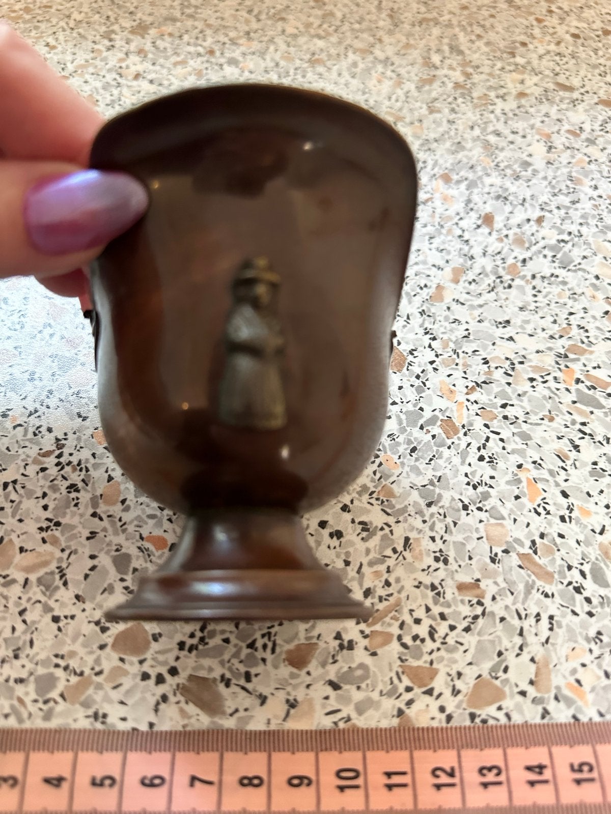 Antieke Koperen Miniatuur Emmer met Handvat, Ophalen of Verzenden, Koper