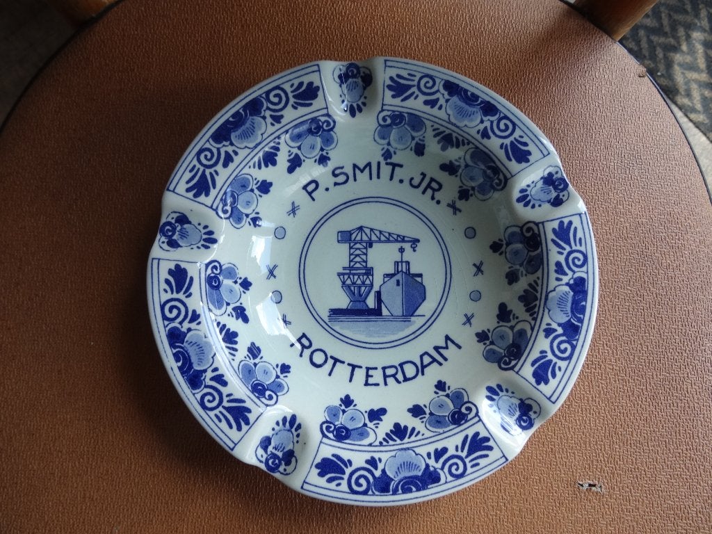 Oude Delfts blauw asbak reclame P. Smit Jr Rotterdam, Antiek en Kunst, Ophalen