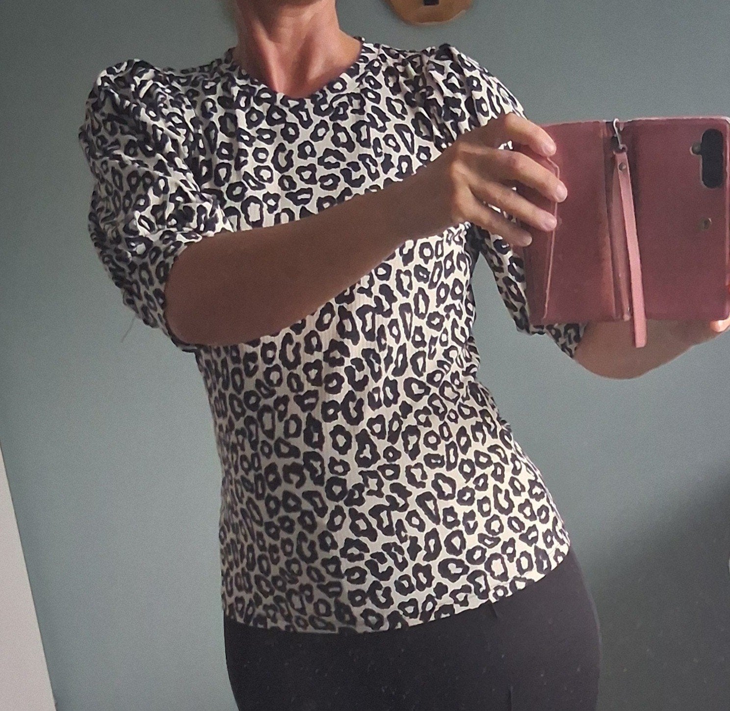 Eksept Shoeby tijger panter blouse top shirt maat L pofmouw, Meerkleurig, Ophalen of Verzenden, Zo goed als nieuw, Korte mouw