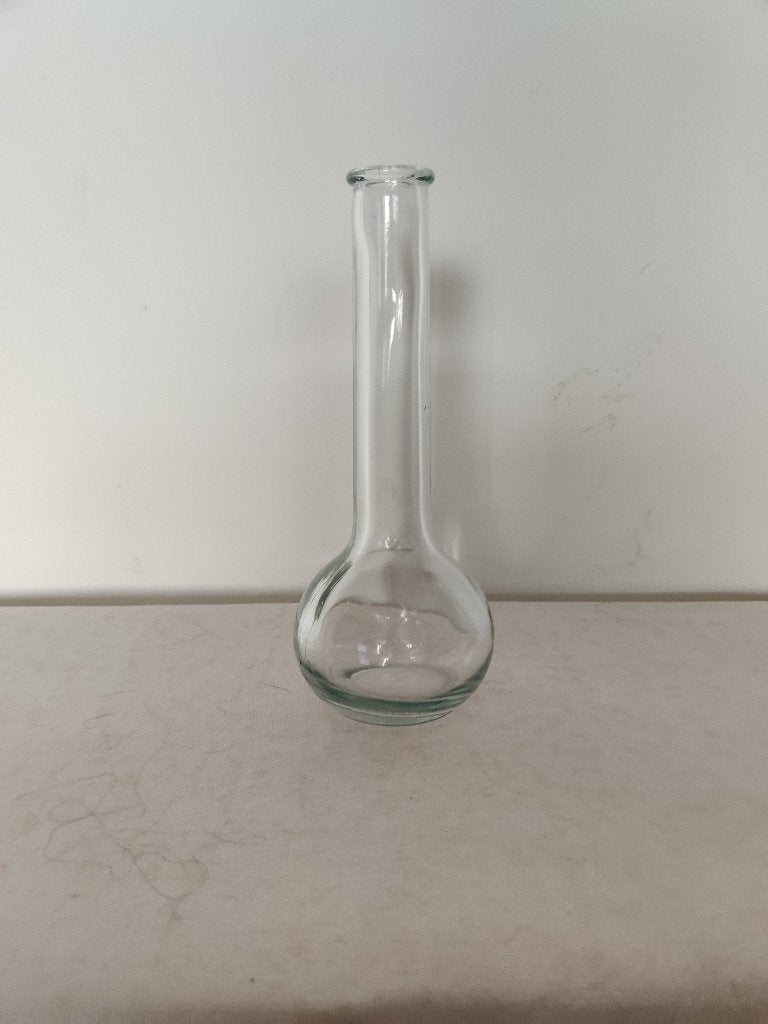1 glazen vaas 8 cm. breed en 19,5 cm. hoog, Huis en Inrichting, Woonaccessoires | Vazen, Gebruikt, Overige kleuren, Ophalen of Verzenden