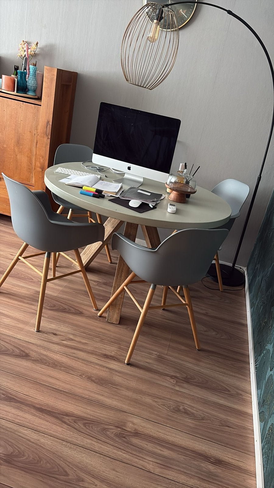 4x zuiver  Eetkamerstoelen Albert kuip, Ophalen, Zo goed als nieuw, Vier, Grijs