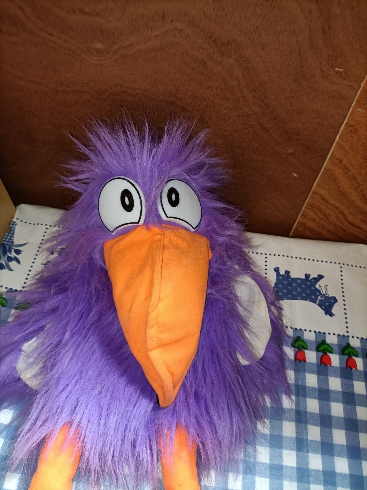Paarse kraai handpop vogel met piepje rekenhulp school, Ophalen of Verzenden, Zo goed als nieuw, Overige typen