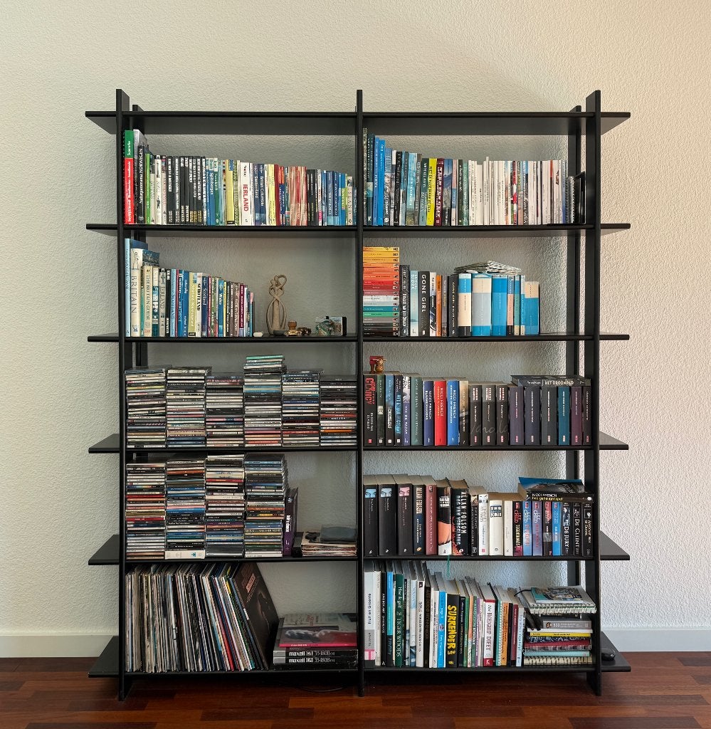 Moderne boekenkast zwart, Ophalen, Met plank(en), 150 tot 200 cm, Zo goed als nieuw