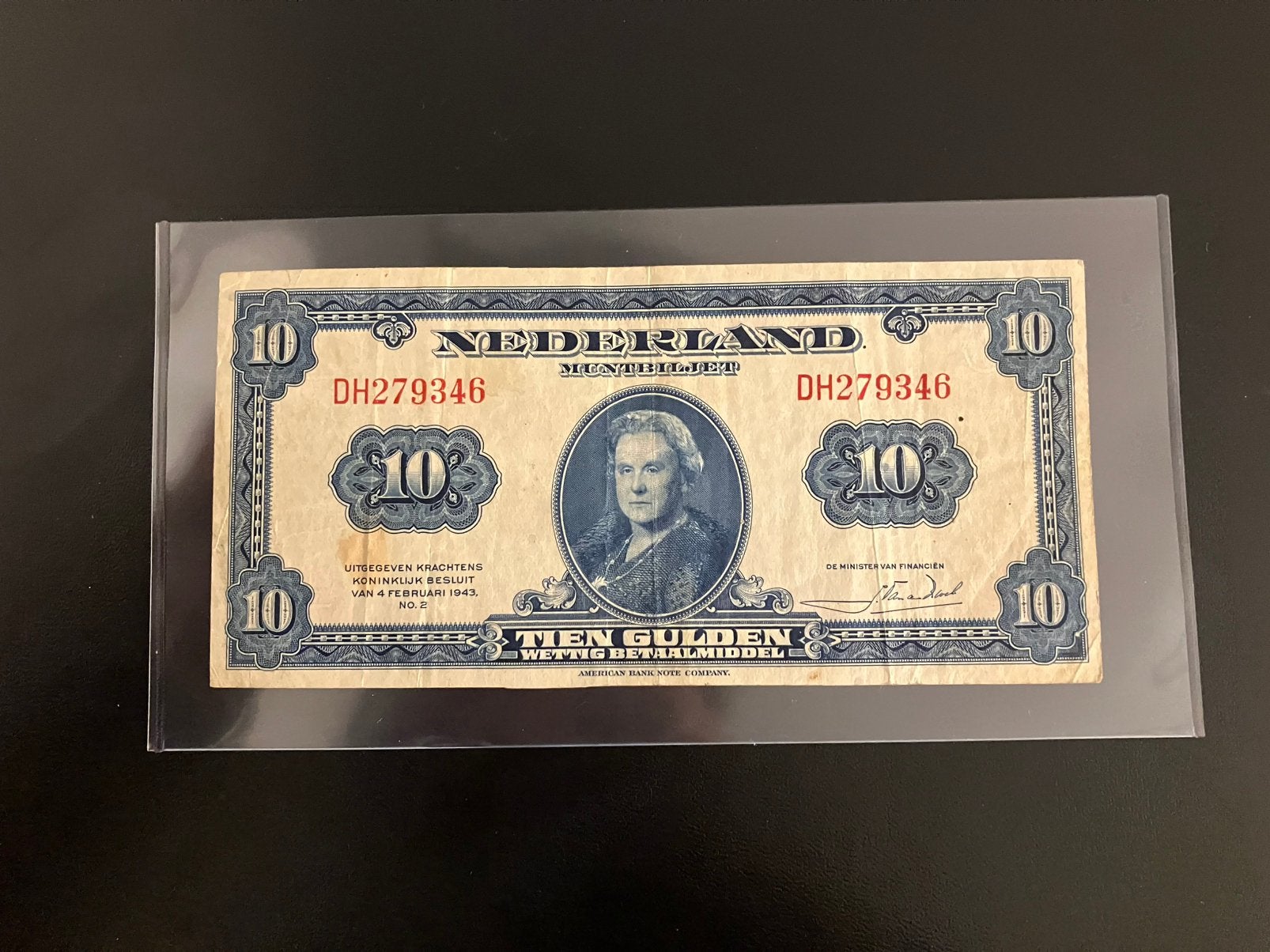 Muntbiljet 10 gulden 1943 - Wilhelmina, Ophalen of Verzenden, 10 gulden, Los biljet