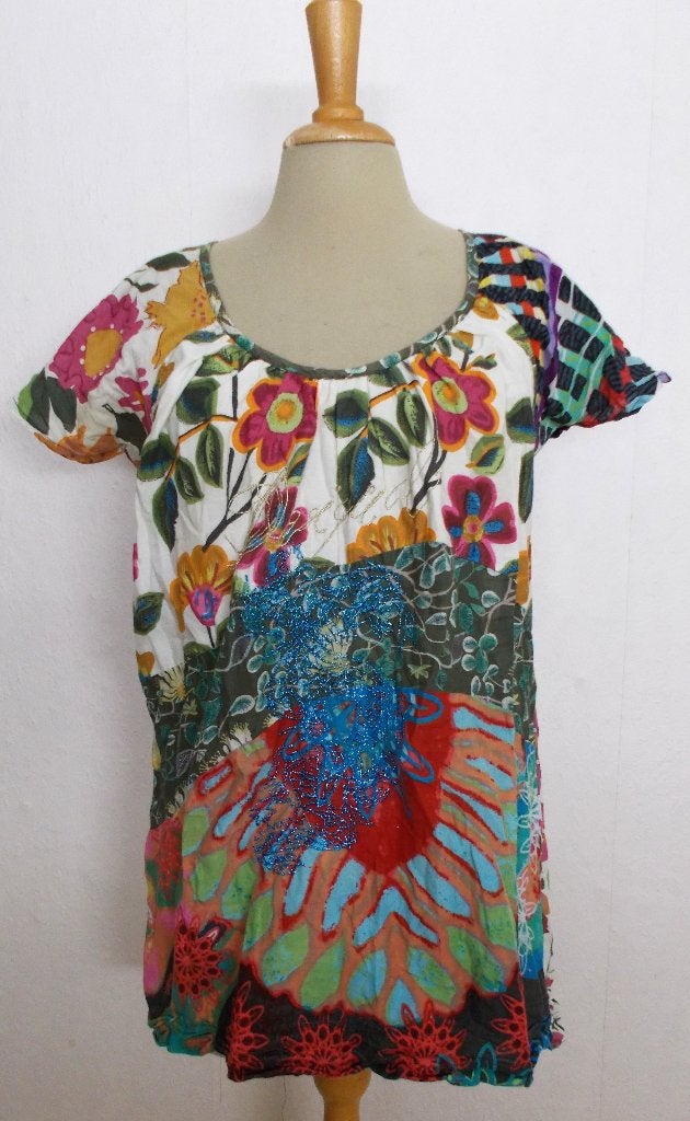 Vrolijke print tuniek/top van Desigual! M, Kleding | Dames, Maat 38/40 (M), Zo goed als nieuw, Korte mouw, Meerkleurig
