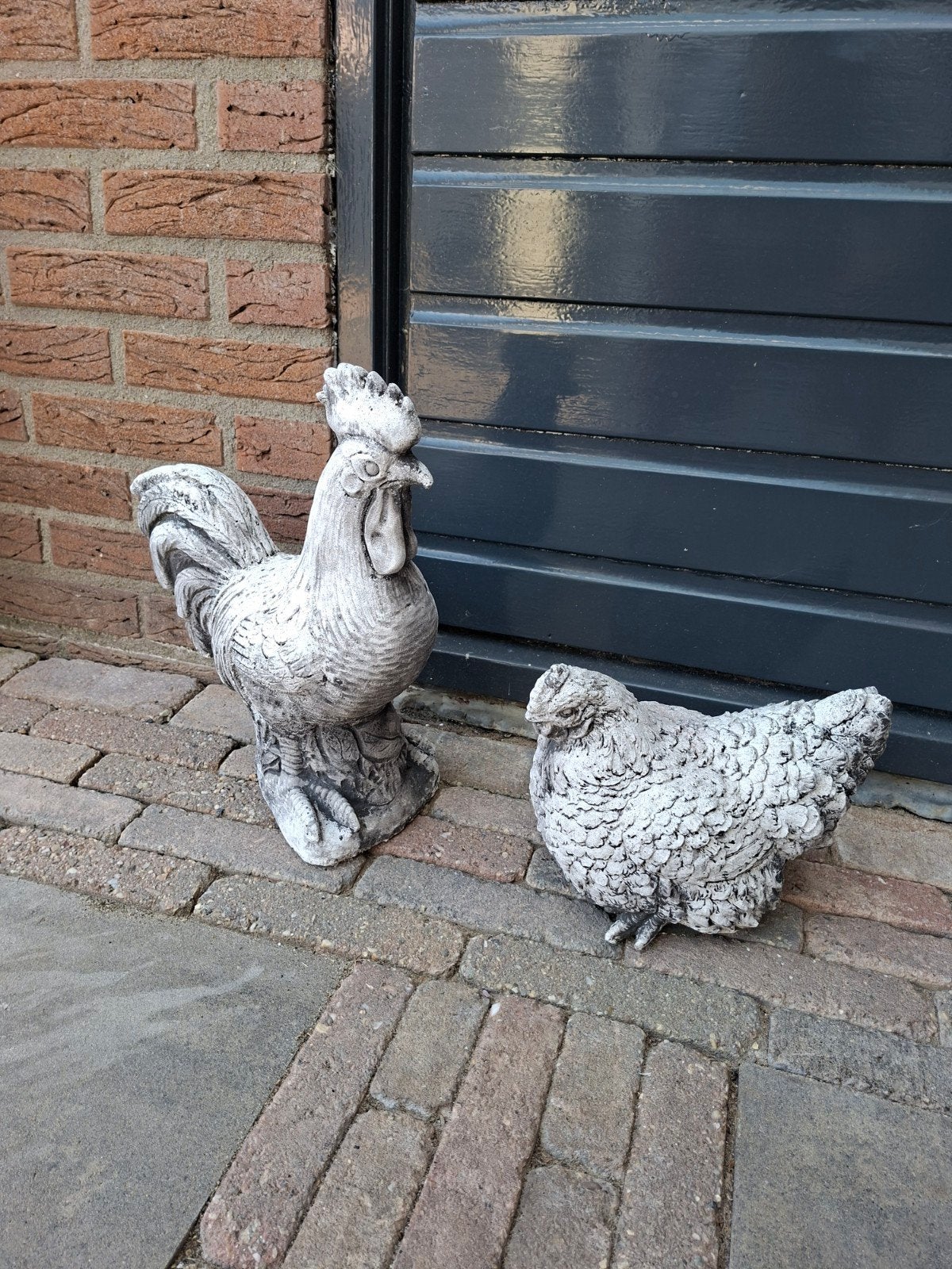 Prachtige Haan en Kip, Tuin en Terras, Tuinbeelden, Ophalen, Zo goed als nieuw, Beton, Dierenbeeld