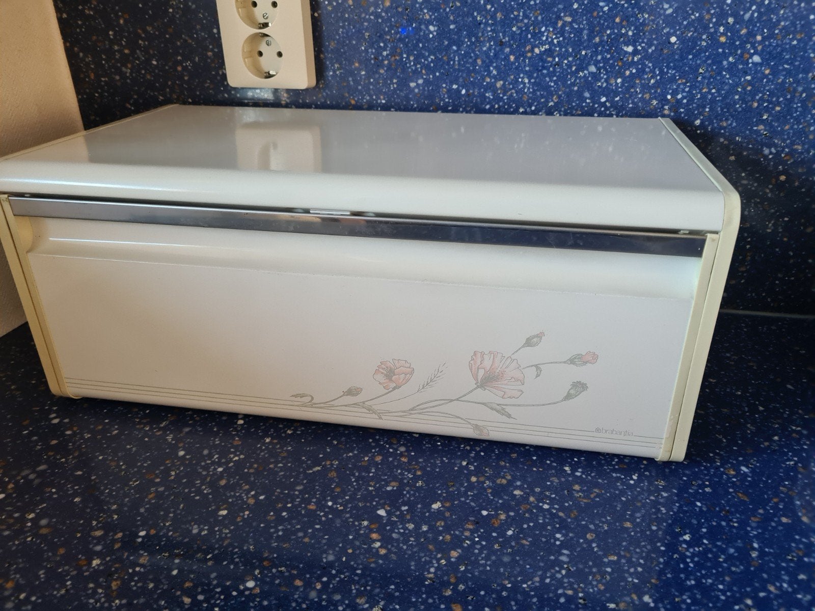 Vintage brabantia broodtrommel met Bloemmotief, Huis en Inrichting, Gebruikt, Ophalen of Verzenden, Metaal, Overige merken