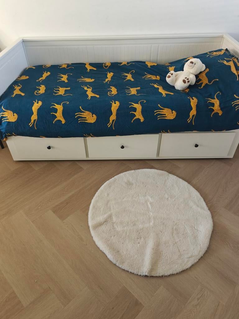 IKEA HEMNES Bedbank met 3 lades en matras, Ophalen, Modern, Scandinavisch, Wit, Tweepersoons
