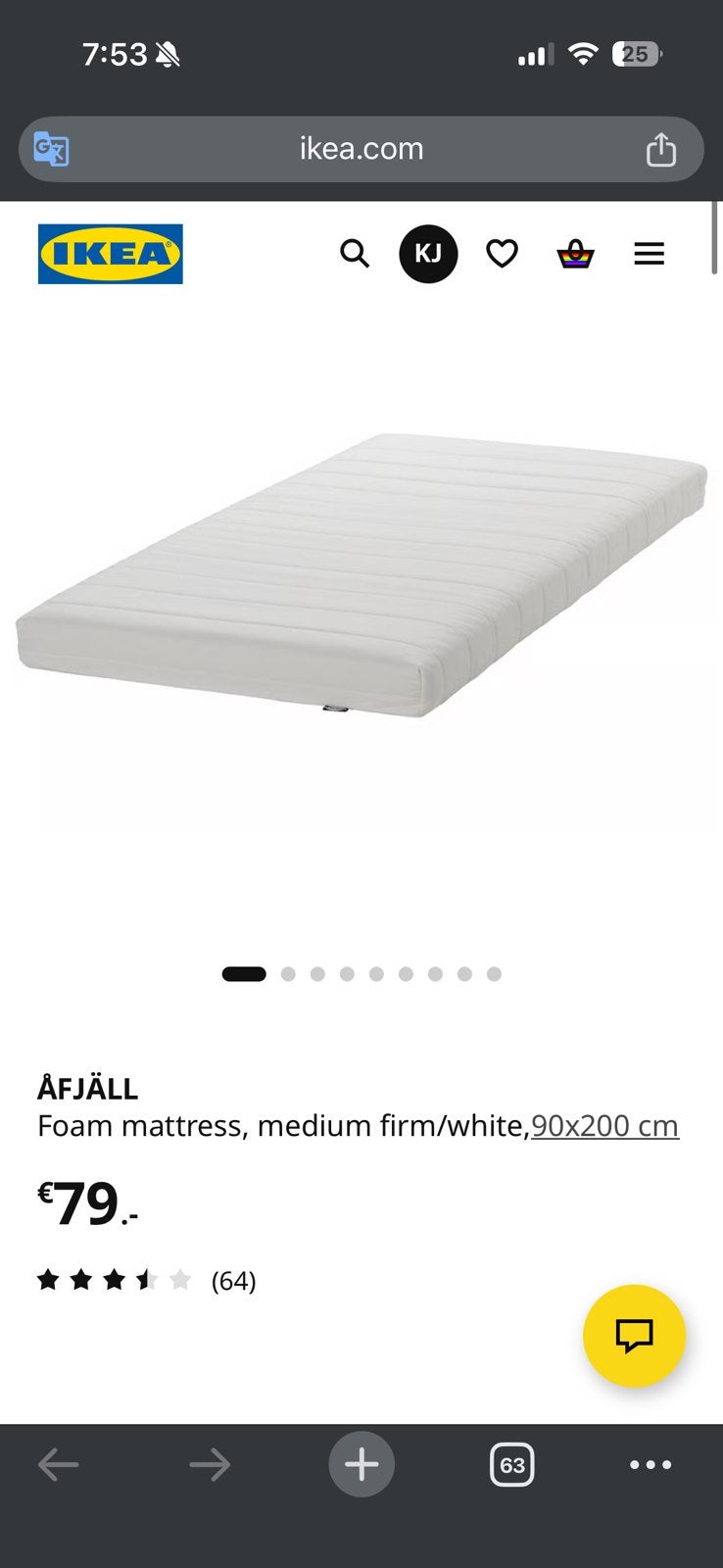 IKEA ÅFJÄLL Mattress 90x200cm – / 2 available, Ophalen, Zo goed als nieuw, Eenpersoons, 90 cm