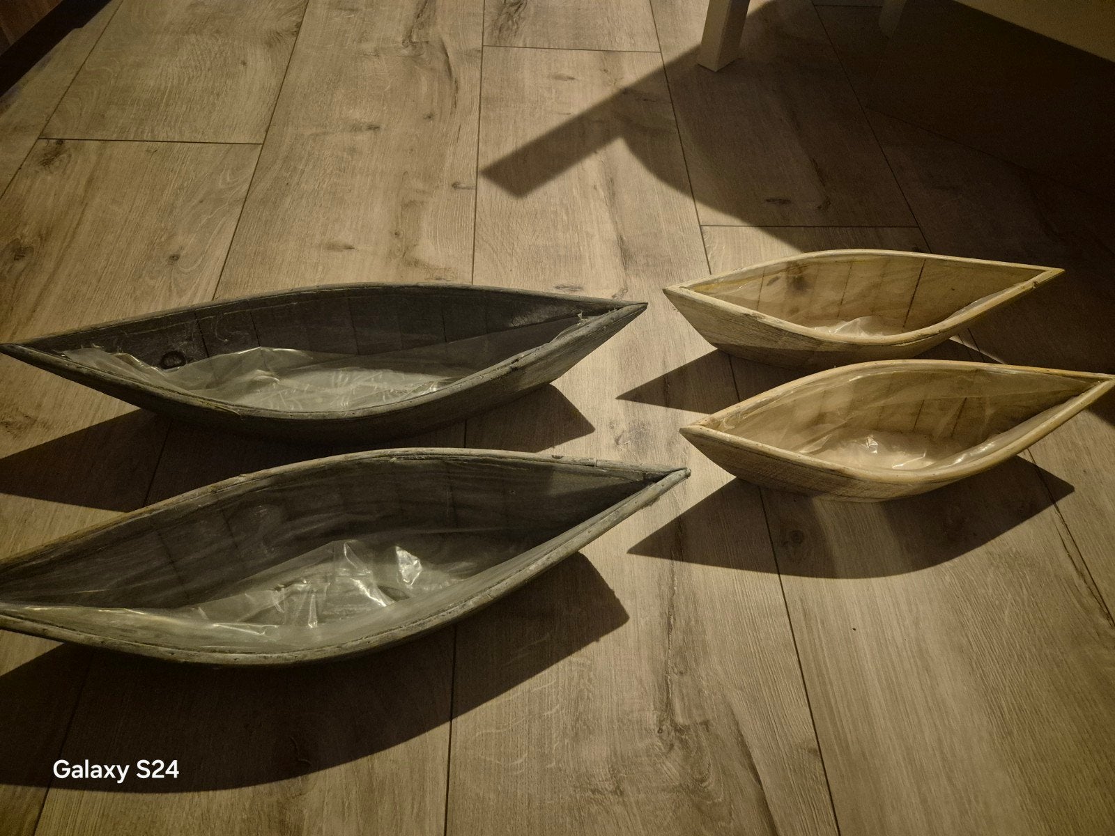 4 Houten Decoratie Bootjes / Bloembakjes, Ophalen, Hout, Gebruikt, Landelijk