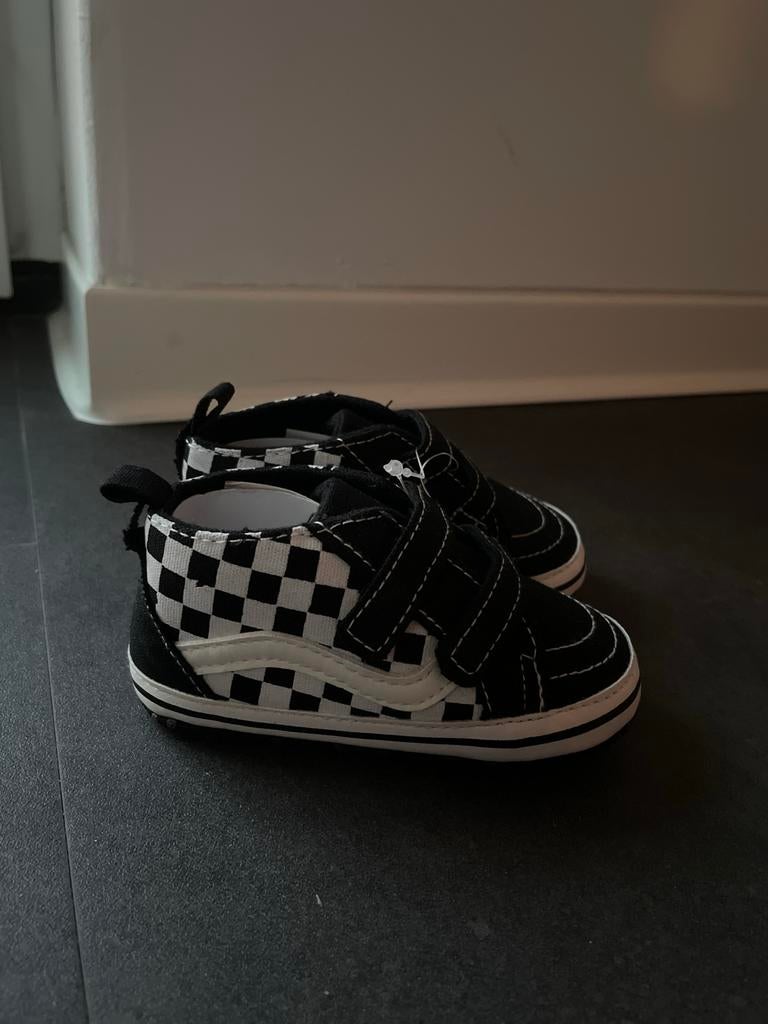 Vans baby schoentjes zwart wit geblokt, Ophalen of Verzenden, Zo goed als nieuw, Jongetje of Meisje, Schoentjes