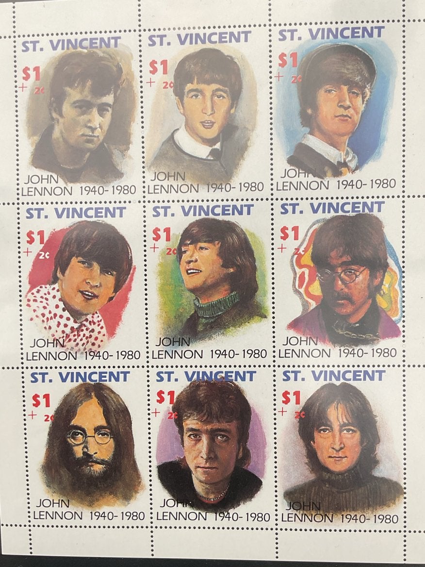 John Lennon postzegels St. Vincent 1940-1980, ongebruikt, Postzegels en Munten, Verzenden, Na 1940, Postfris