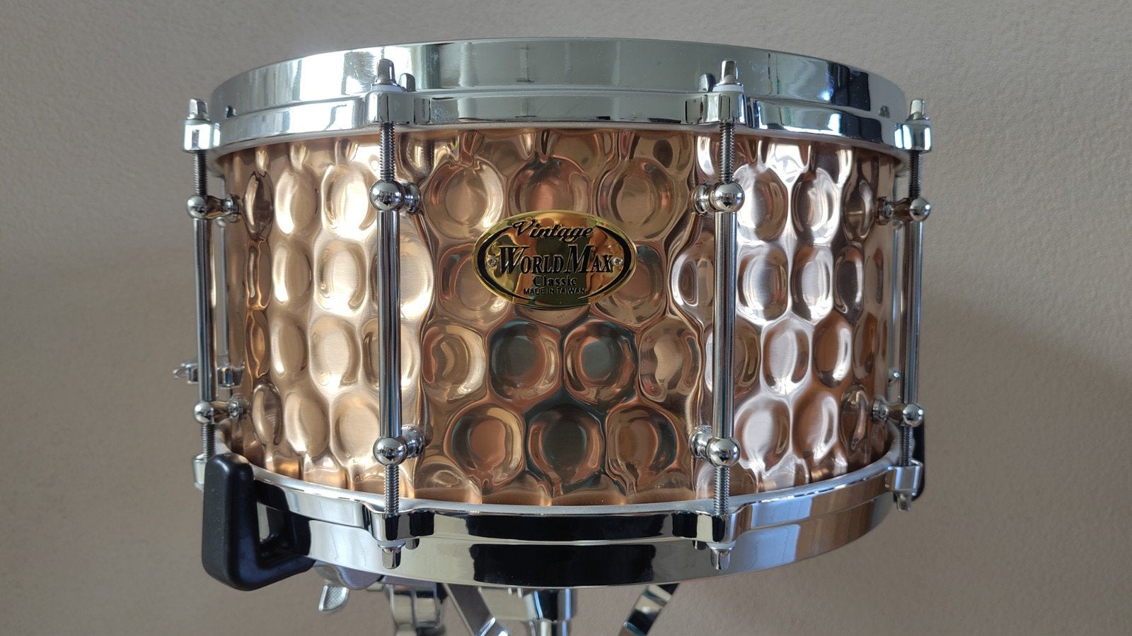 Worldmax Vintage Classic Hammered Bronze Snare Drum 14x6,5, Ophalen, Zo goed als nieuw, Overige merken