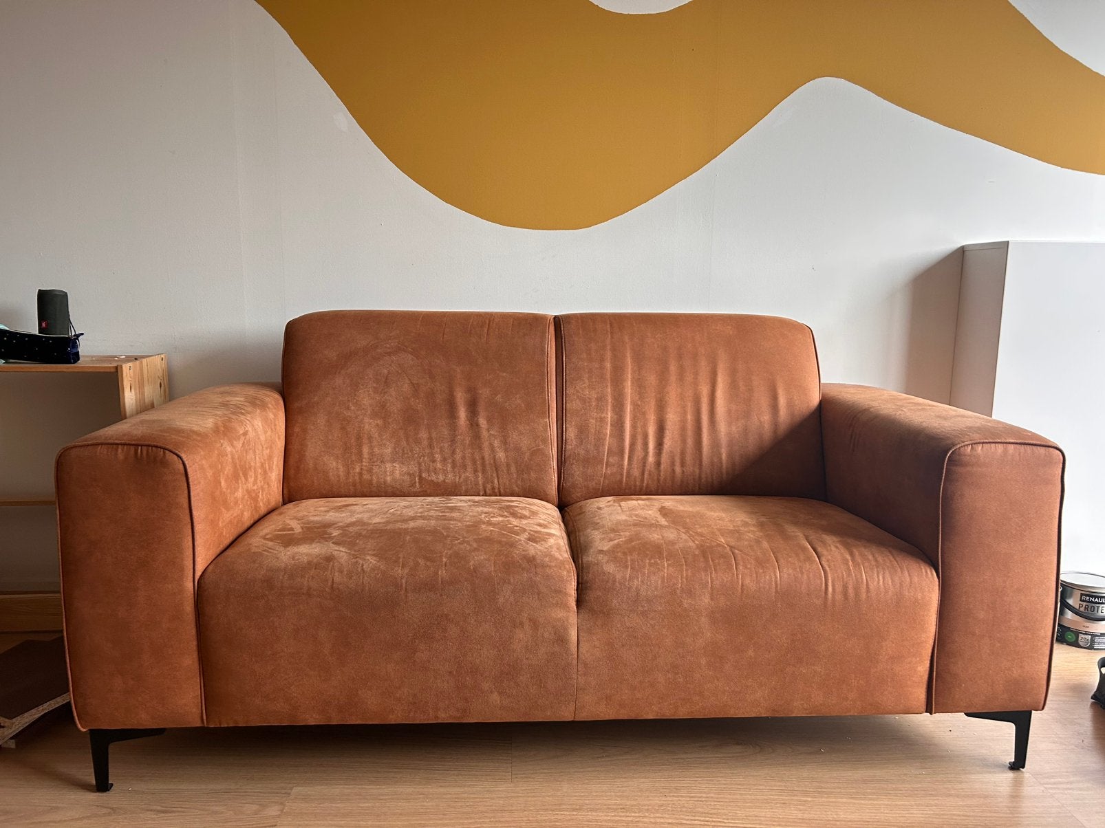 Suede Bank - tweezitter, Ophalen, Gebruikt, 150 tot 200 cm, Tweepersoons
