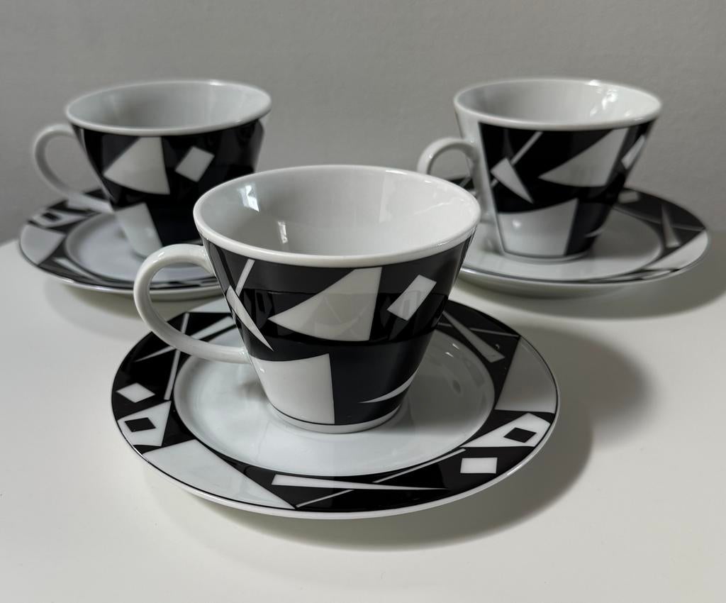 Vintage kop-en-schotelset J. Kronester Bavaria set van 3, Verzamelen, Ophalen of Verzenden, Zo goed als nieuw, Porselein, Kop en/of schotel