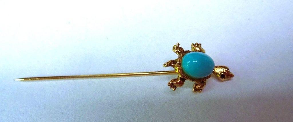 Goudkleurig das- of reversspeldje schildpad (blauw schild), Verzenden, Zo goed als nieuw