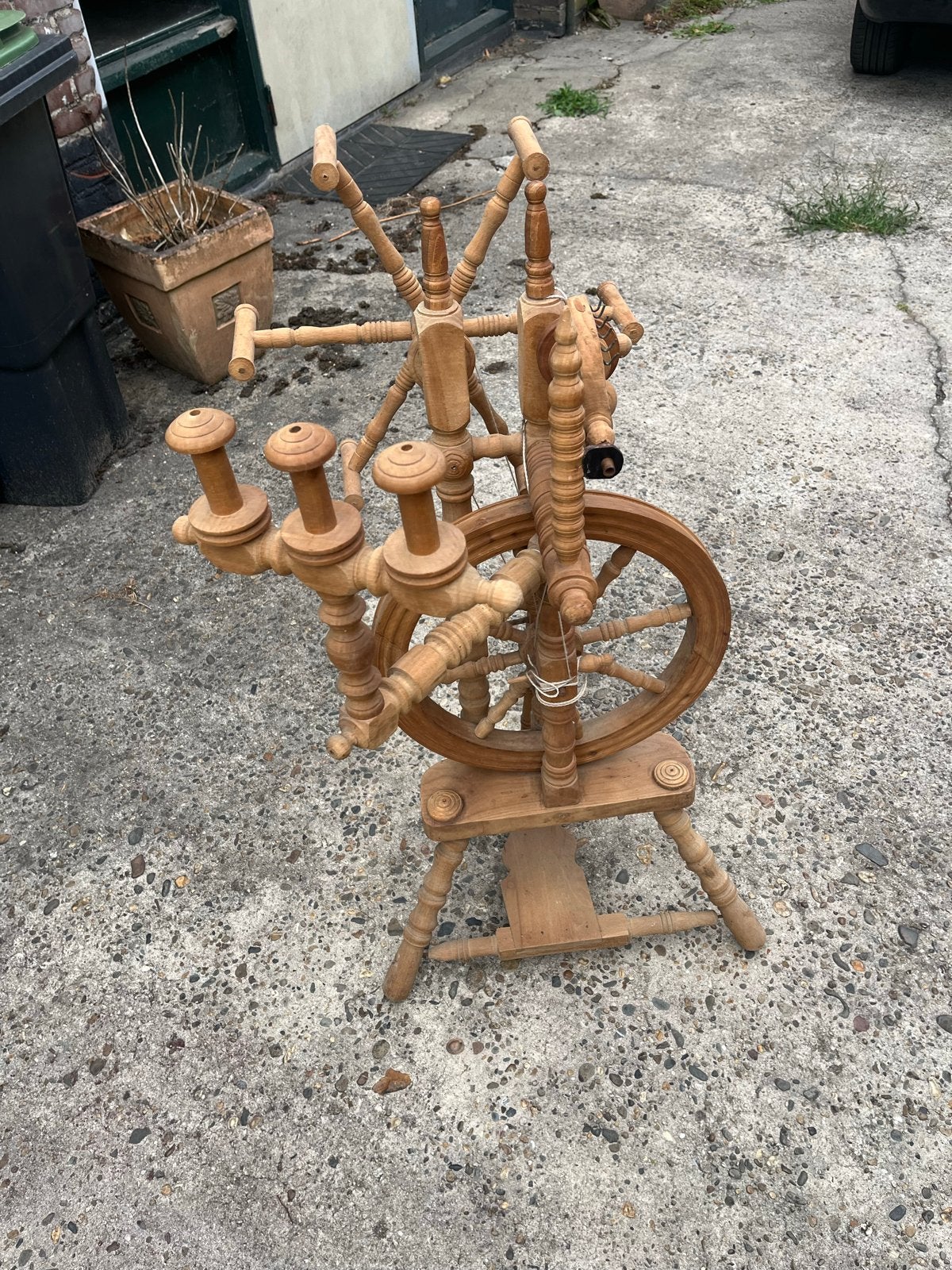 Antiek houten spinnewiel, Ophalen, Gebruikt, Spinnewiel