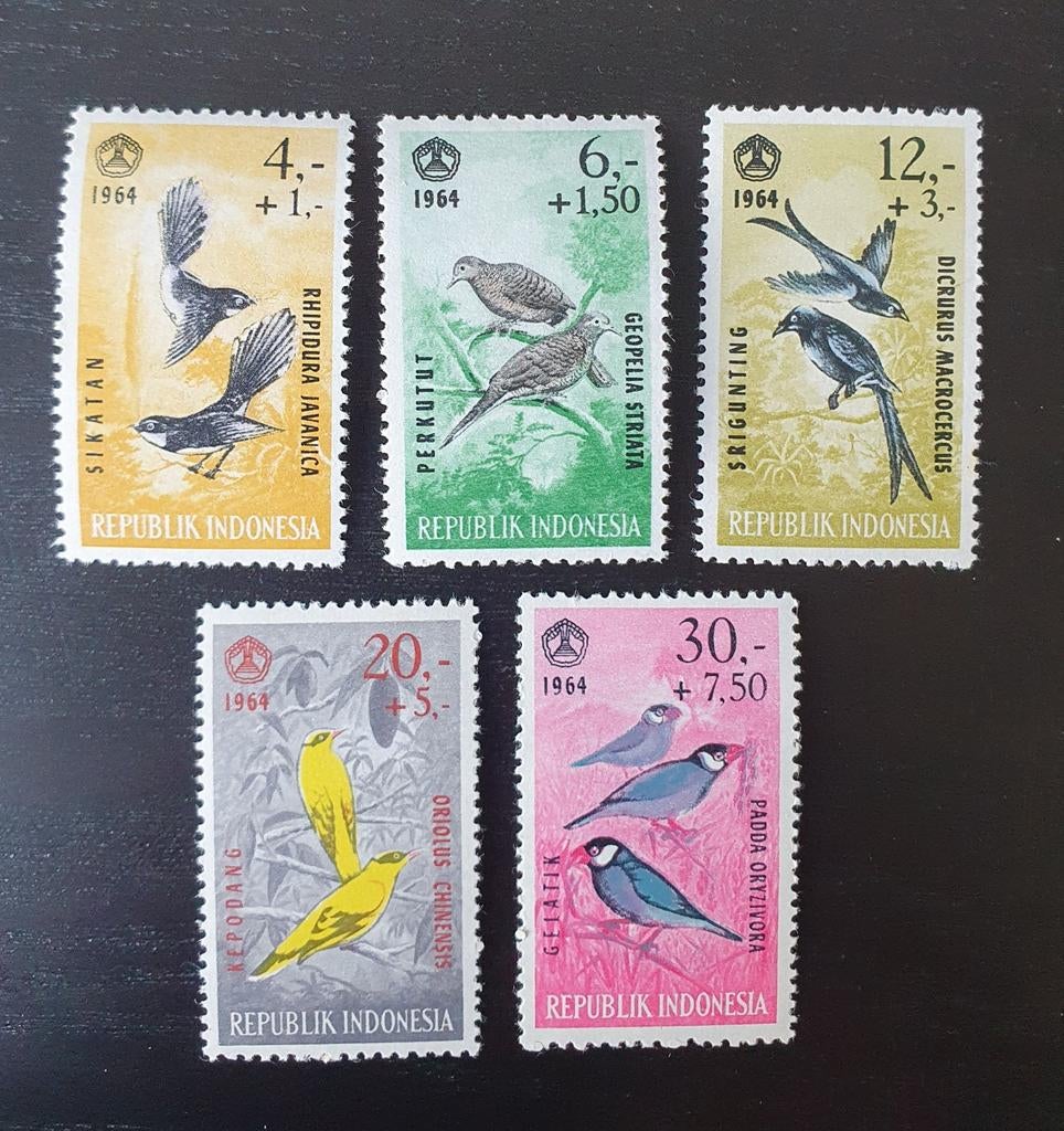 Indonesie 1965 Vogels Michel 460-464 postfris, Verzenden, Postfris, Dier of Natuur