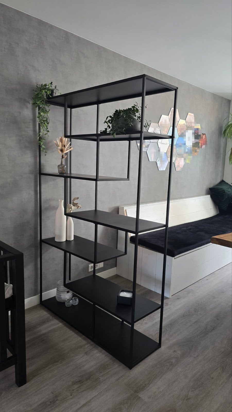 Vakkenkast Noor 120cm zwart - Modern en functioneel, Ophalen, Met plank(en), 100 tot 150 cm, Modern, Industrieel