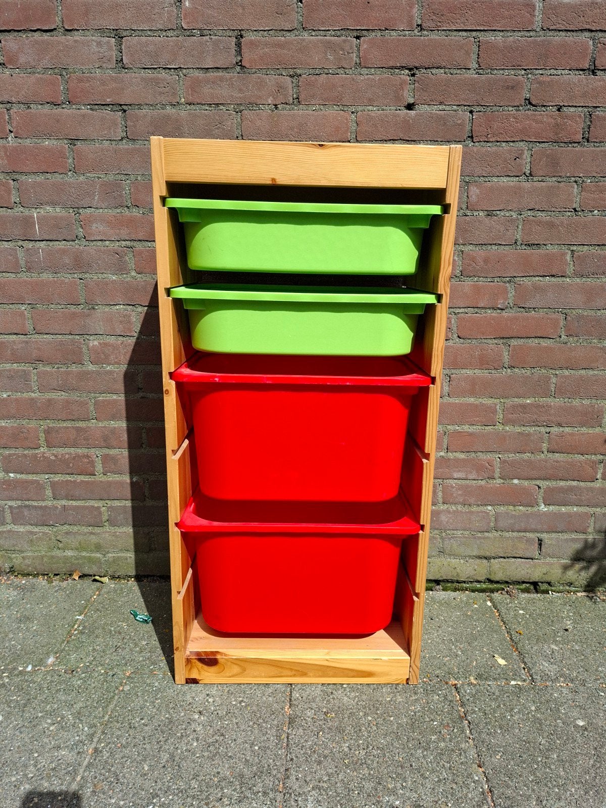 ikea houten opbergrek met gekleurde bakken, Ophalen, Gebruikt, Kast