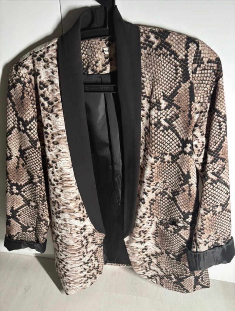 Colbert print, Bruin, Jasje, Ophalen, Maat 38/40 (M)