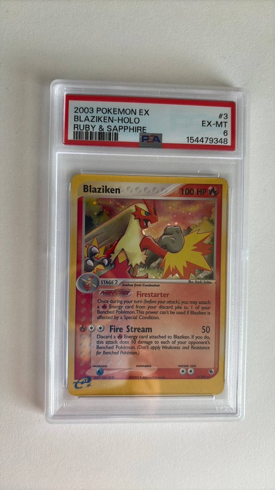 Pokemon blaziken Ruby & Sapphire psa 6, Ophalen of Verzenden, Zo goed als nieuw
