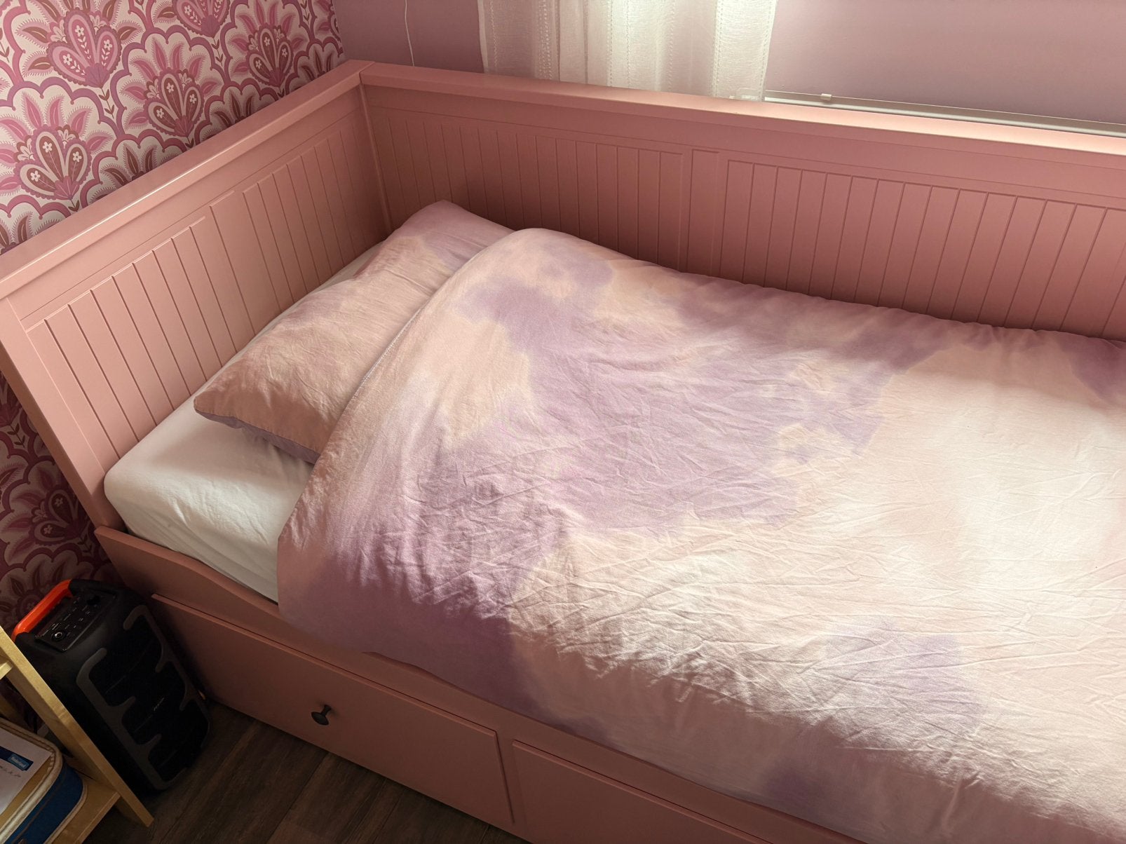 IKEA Hemnes bedbank roze met lades, Ophalen, Overige kleuren, Tweepersoons, 80 cm