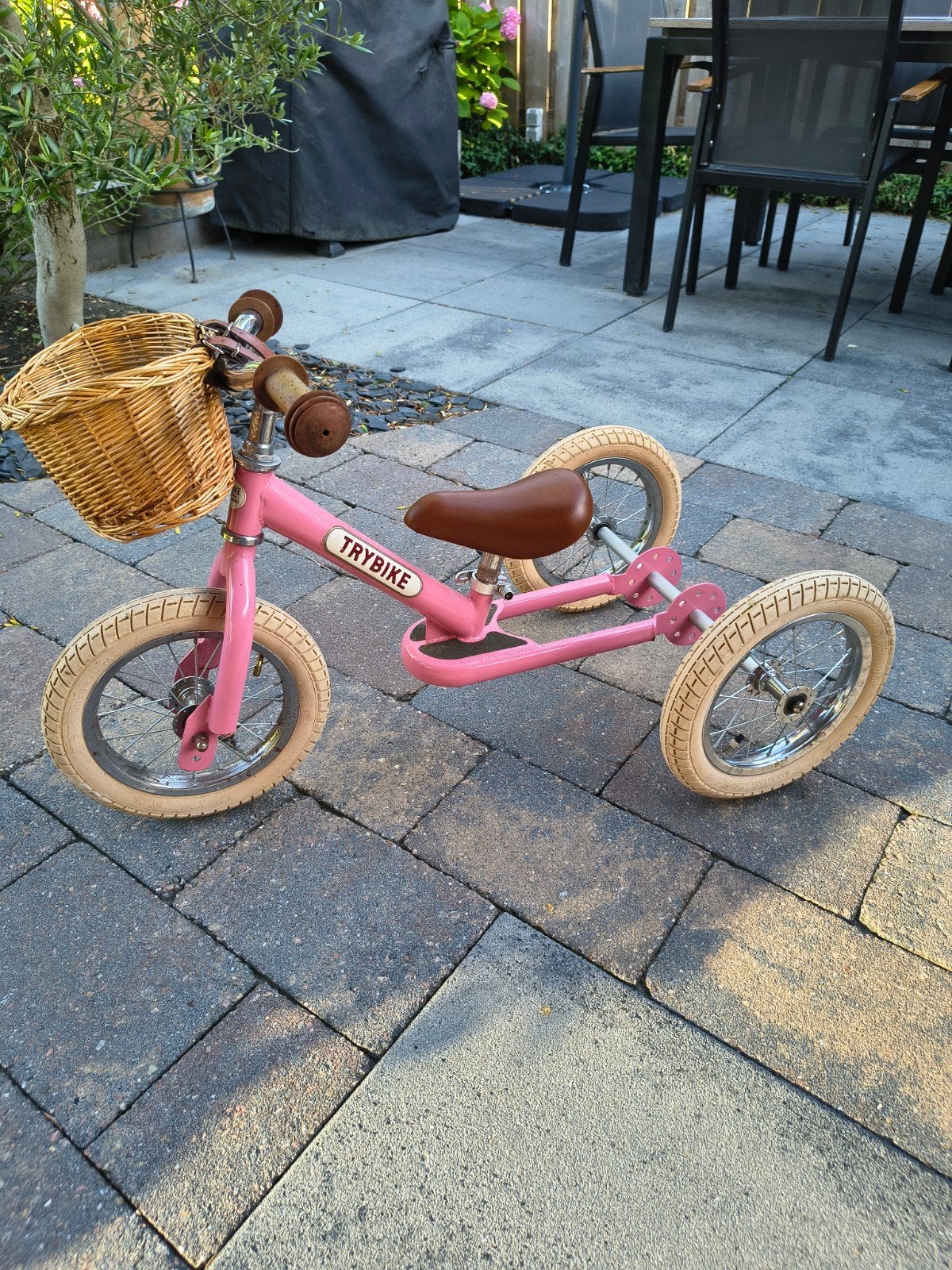 Roze Trybike 2-in-1 loopfiets met mandje, Ophalen, Gebruikt, Trybike, Verstelbare zitting
