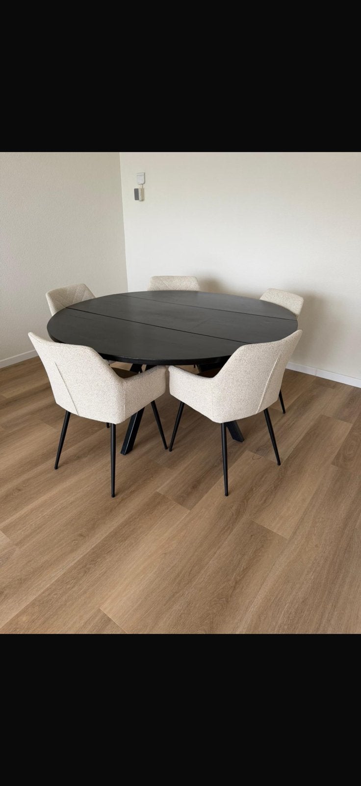 Eettafel zwart, Ophalen of Verzenden, Zo goed als nieuw, Rond, 100 tot 150 cm