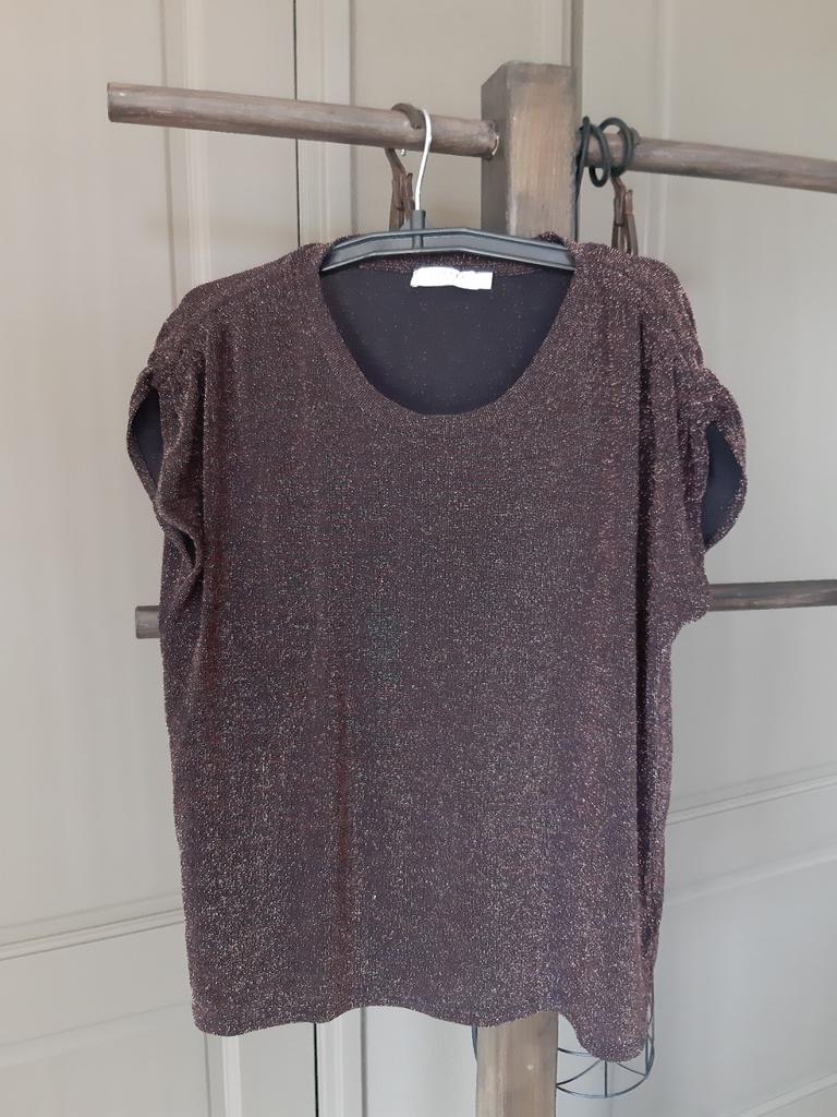 Costes glitter t-shirt elastisch bruin/zwart maat L, Kleding | Dames, Bruin, Maat 42/44 (L), Ophalen of Verzenden, Korte mouw