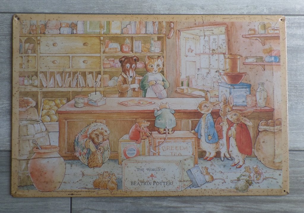 Metalen Beatrix Potter wandbord, Ophalen of Verzenden, Zo goed als nieuw