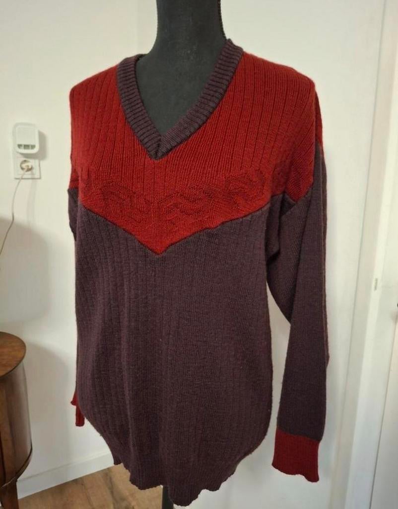 Vintage NS Trui Heren - Rood/Paars V-hals, Kleding | Heren, Truien en Vesten, Onbekend, Overige maten, Ophalen of Verzenden, Gedragen