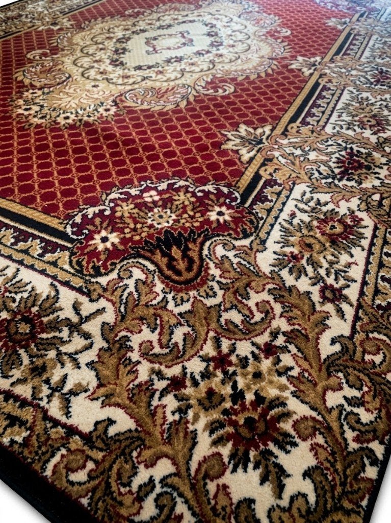Zacht tapijt vloerkleed 200 x 300 cm rood goud vintage, Ophalen, Gebruikt, 200 cm of meer, 200 cm of meer