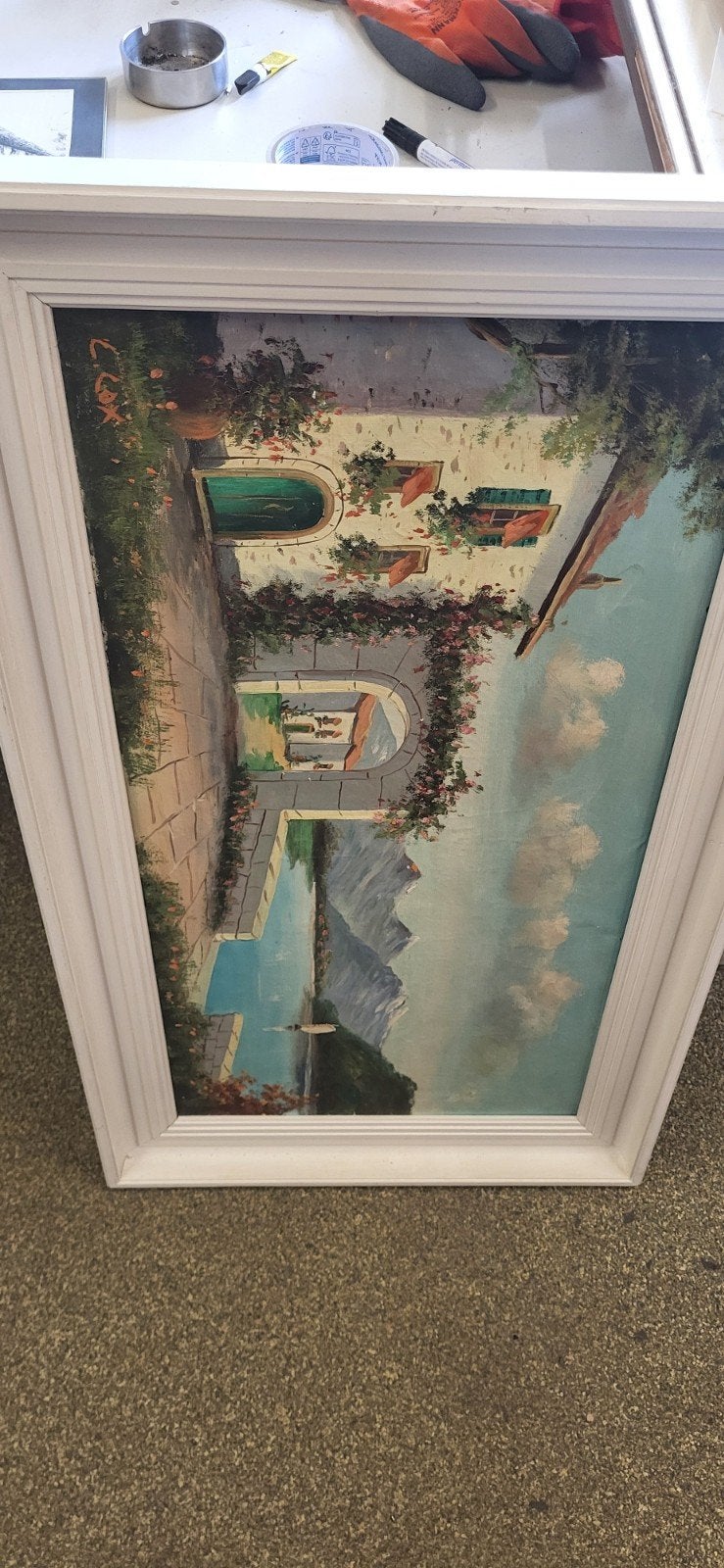 Schilderij van C. Cox: Italiaans landschap met villa, Antiek en Kunst, Ophalen of Verzenden