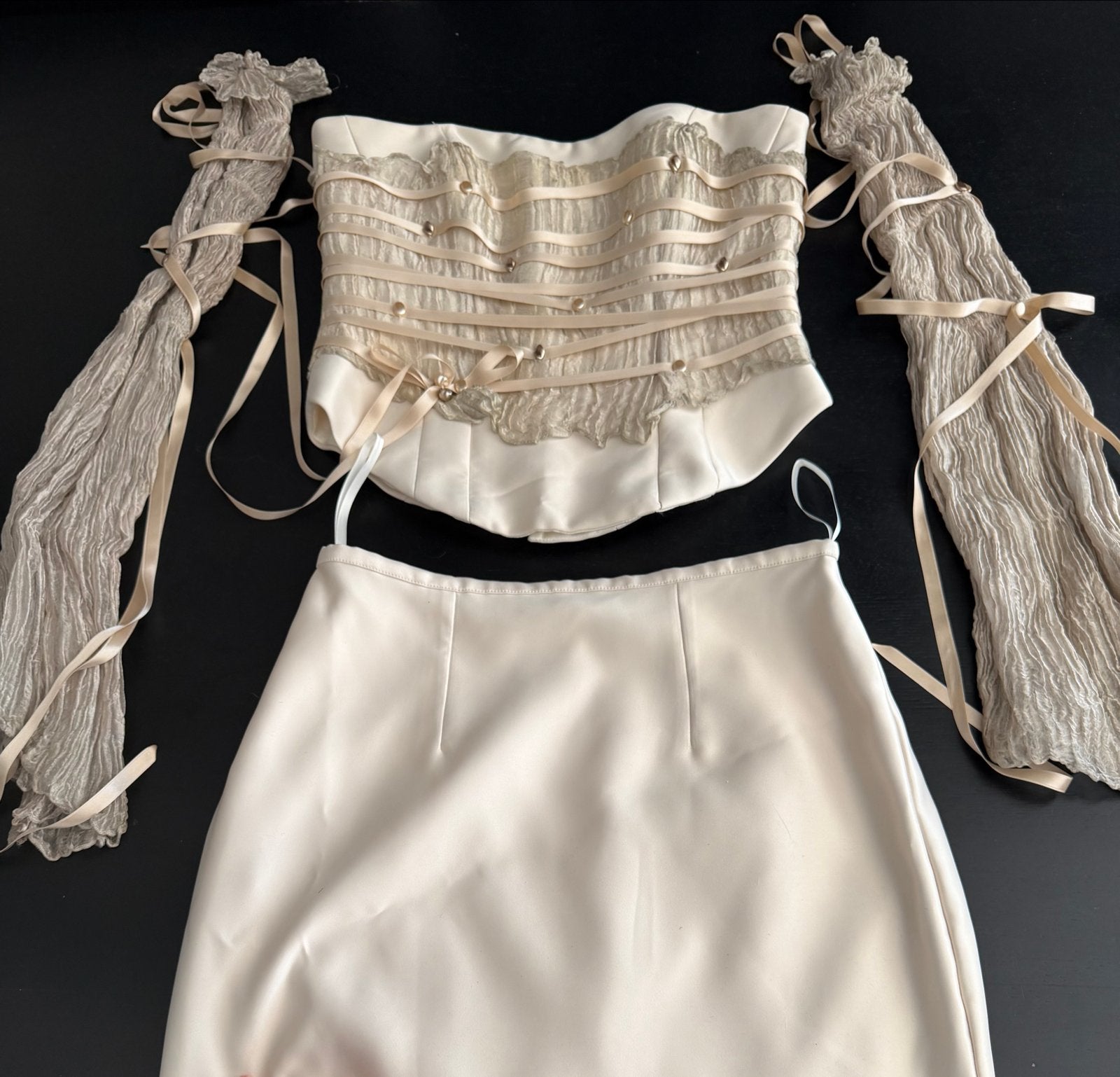 Mathyro Bridalwear trouwjurk met korset en rok, Ophalen of Verzenden, Zo goed als nieuw, Wit, Trouwjurk