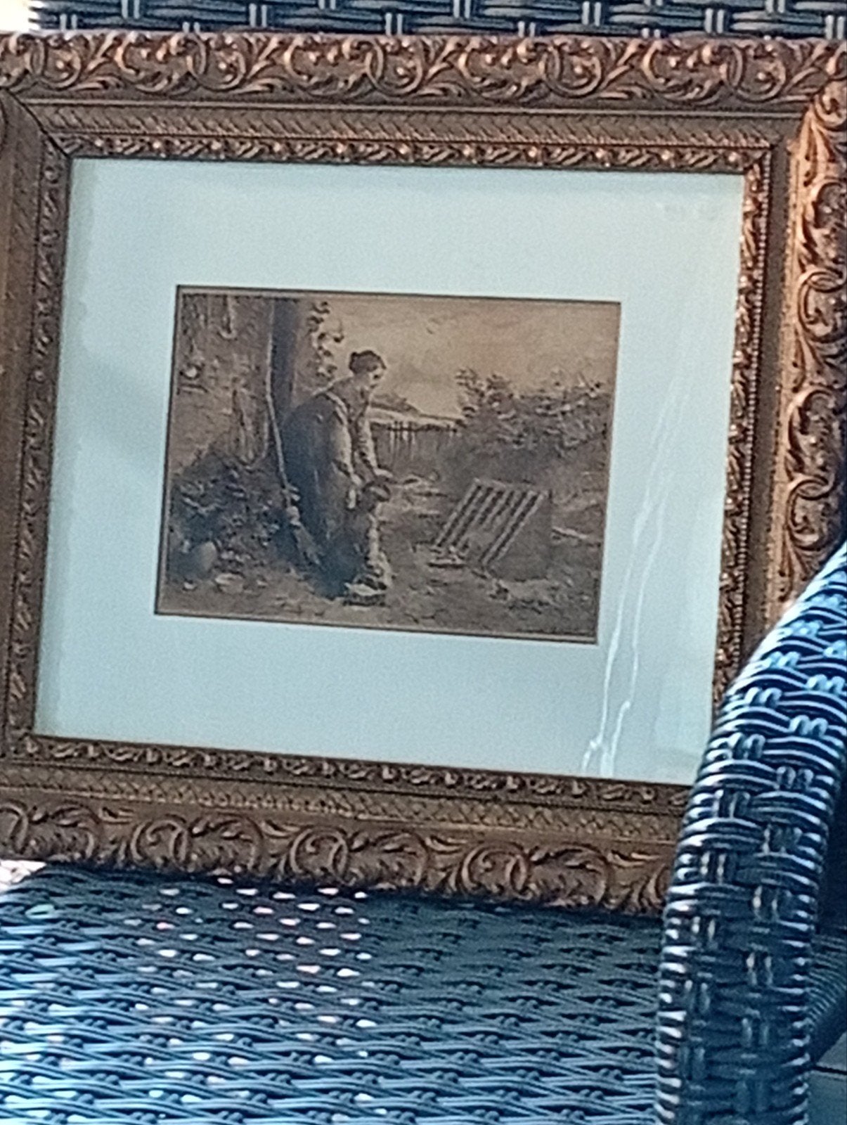 Antieke ets 'La nourriture aux petits poussins' door Bailey, Dagelijks leven, Ingelijst, 1800 - 1899, Ets