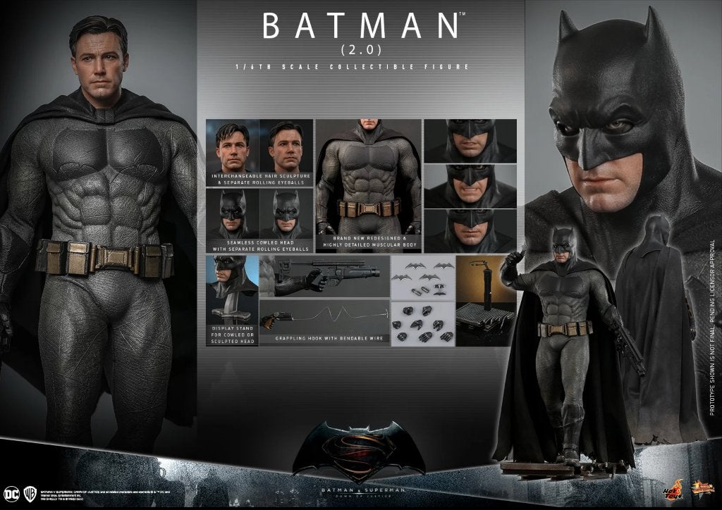 Batman 2.0 (Regular) - Batman V Superman (Hot Toys MMS731), Ophalen of Verzenden, Zo goed als nieuw, Actiefiguur of Pop