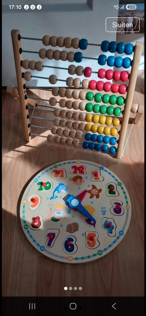 Houten leerklok en telraam - Playtive Junior, Kinderen en Baby's, Speelgoed | Educatief en Creatief, Ophalen of Verzenden, Gebruikt