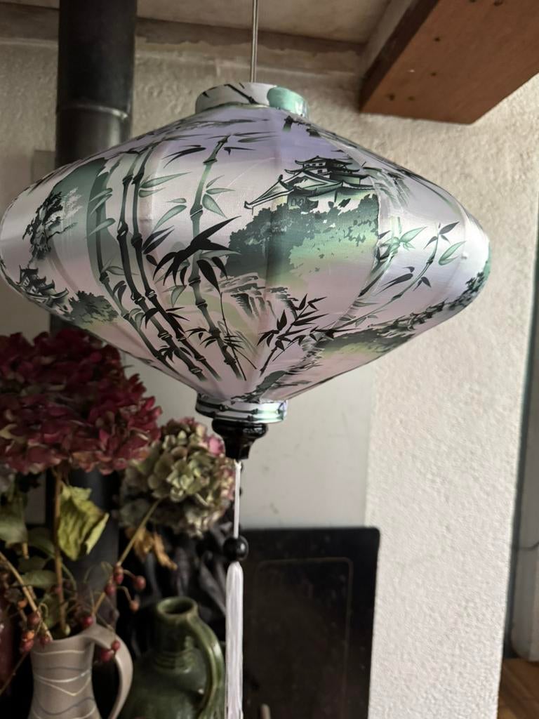 Zijdelampion,Vietnam,Hanglamp, Ophalen of Verzenden, Zo goed als nieuw, Minder dan 50 cm