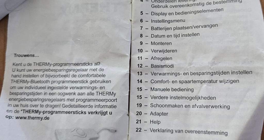 THERMY CV-Radiatorthermostaat instelbaar met adapter, Ophalen